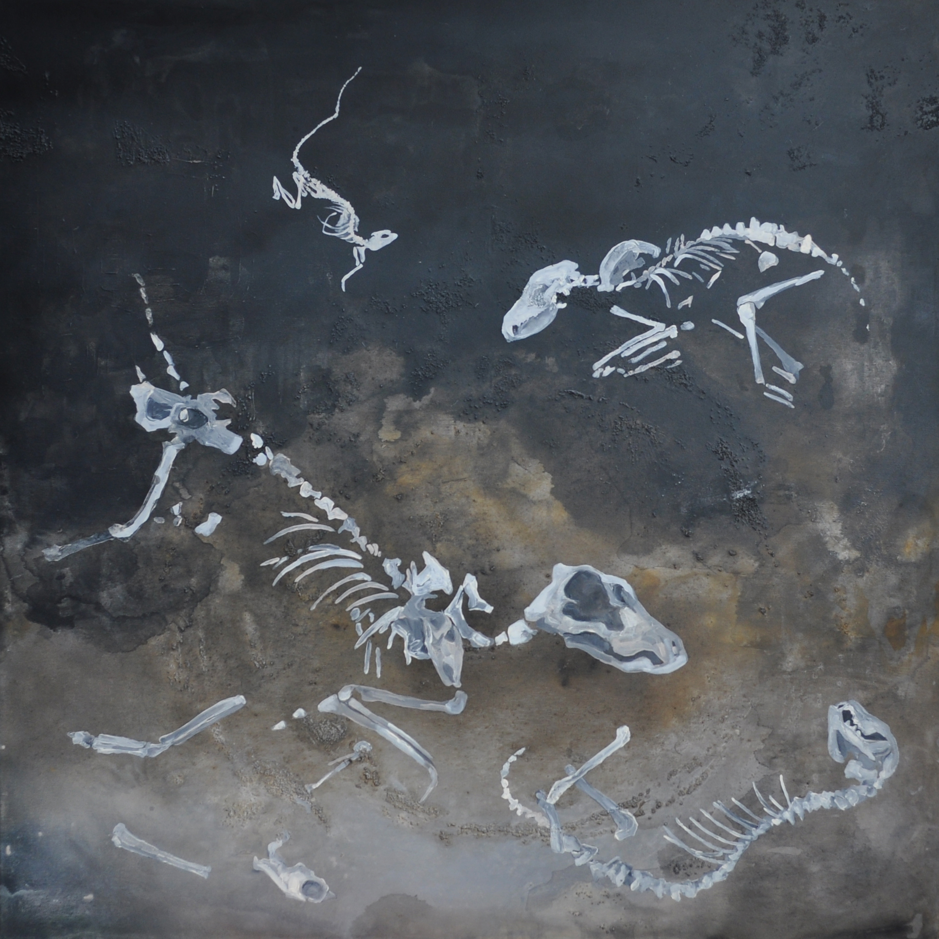Grzebowisko, 100x100 cm, akryl na płótnie, 2014