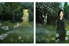 The garden of imagination, dyptyk (2x100x100 cm), akryl na płótnie, 2014
